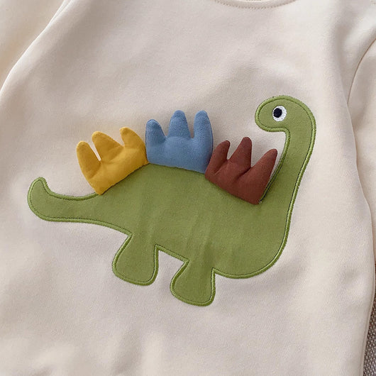 Mameluco de Bebé Primavera-Otoño Dinosaurio Antenas Tricolor Manga Larga - Image 3