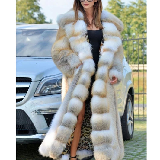Abrigo Midi con Capucha y Cuello de Piel Sintética Estilo Europeo - Image 9