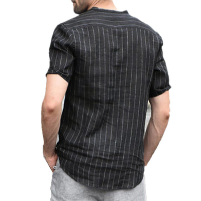 Camisa Polo Manga Corta a Rayas con Cuello Alto - Image 12