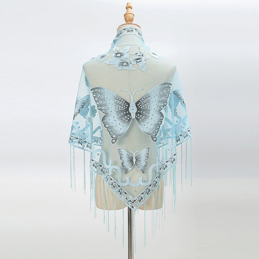 Pañuelo Triangular Calado con Encaje Elegante para Mujer - Image 17