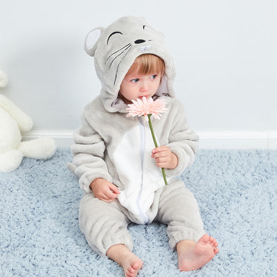 Pijama Mameluco Infantil Estampado Ratón - Diseño Otoñal en Franela - Image 10