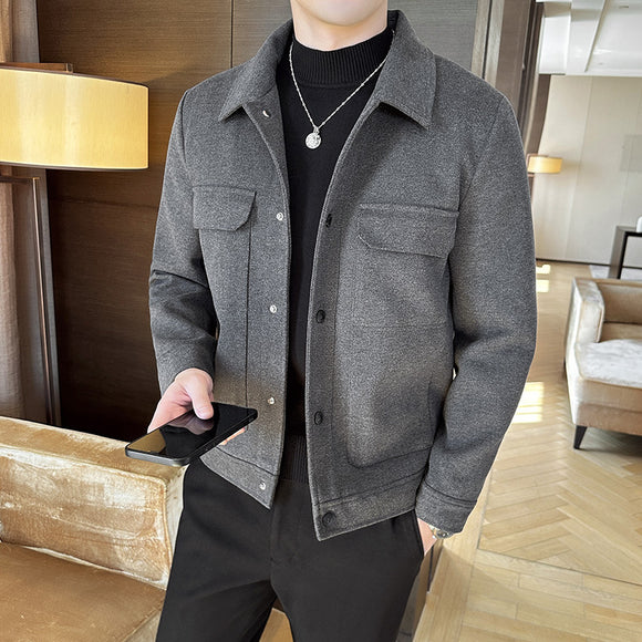 Blazer de Lana Corto para Hombre con Solapa Slim Fit Invierno