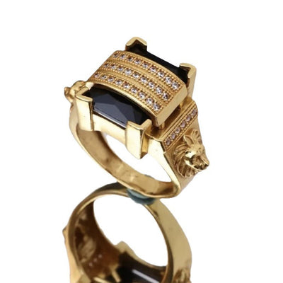 Anillo de Oro Laminado para Hombre con Diamantes Negros Incrustados - Image 11