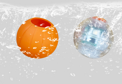 Orange smart bouncing rolling silicone ball toy for cats, shown with its white packaging box and a white USB charging cable. - Image 13
