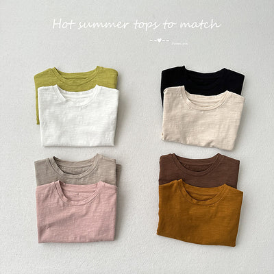 Playera sin Mangas de Algodón Slub con Hombro Caído para Niños y Niñas - Image 2