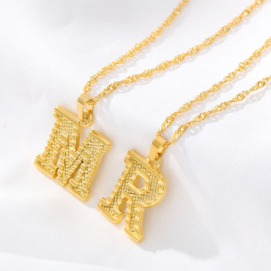 Collar con Colgante de 26 Letras Chapado en Oro - Image 31