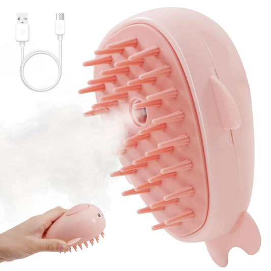 Cepillo de Vapor 3 en 1 para Gatos - Masajeador con Vapor Recargable y Limpieza Automática