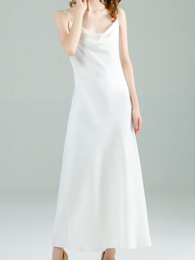Vestido Retro de Satén con Tirantes y Cuello Camisero - Image 8