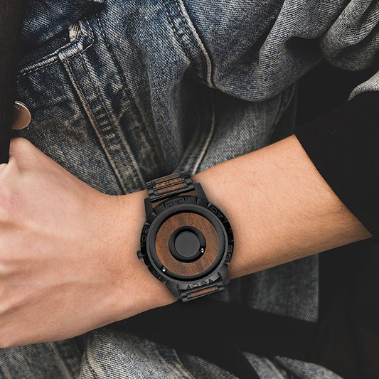 Reloj Minimalista de Bola Magnética en Palo de Rosa Sudafricano