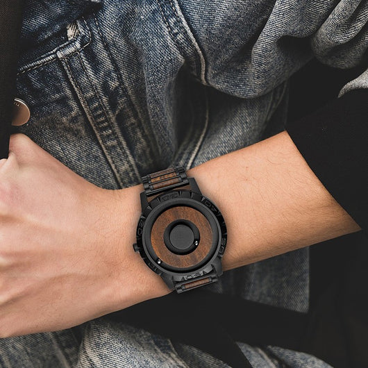 Reloj Minimalista de Bola Magnética en Palo de Rosa Sudafricano