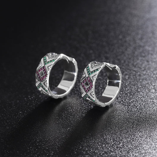 Aretes Tribales Multicolor en Plata 925 Hipoalergénicos para Mujer - Image 6