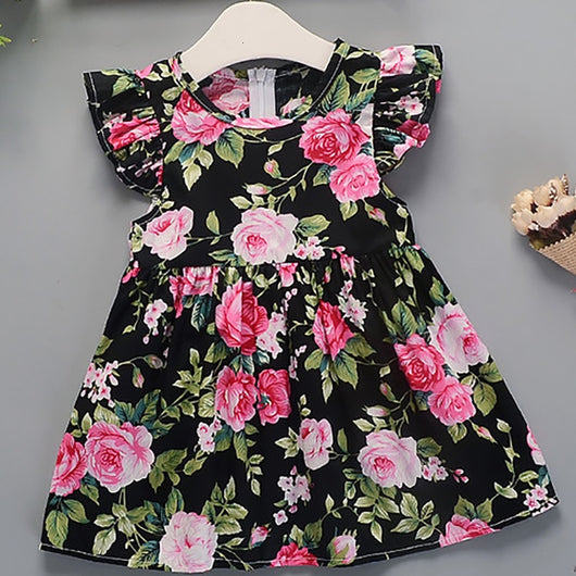 Vestido Infantil Algodón Floral Estampado para Verano