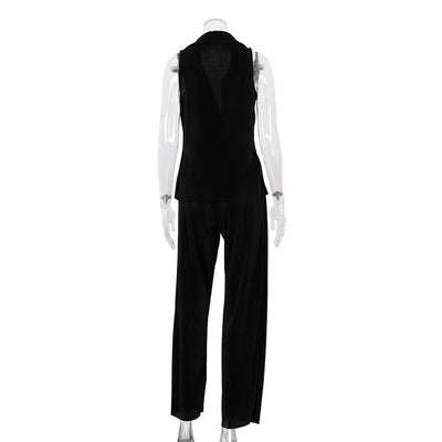 Conjunto Elegante: Blusa sin Mangas y Pantalón Plisado de Cintura Alta - Image 19