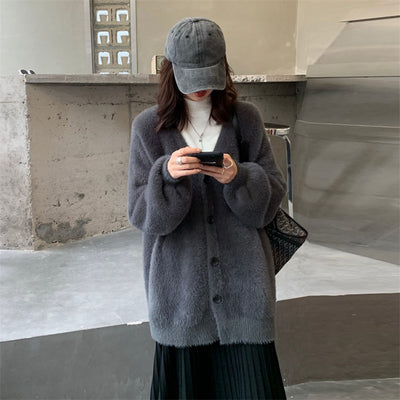 Abrigo Sweater de Piel de Visón Artificial Estilo Coreano para Mujer - Image 22