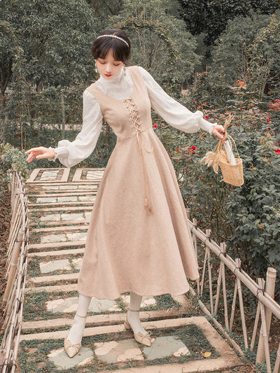 Conjunto Elegante de Blusa con Mangas Farol y Falda Chaleco de Lana - Inspiración Francesa - Image 8