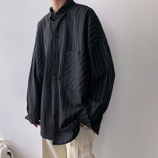 Camisa Manga Larga Rayas Coreana para Hombre - Estilo Moderno y Elegante - Image 3