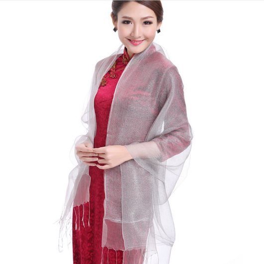 Pañoleta Elegante de Organza Doble con Flecos - Image 19