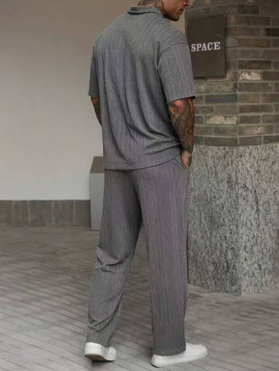 Conjunto Polo Jacquard Texturizado para Hombre - Pantalón Corto Casual dos Piezas - Image 18