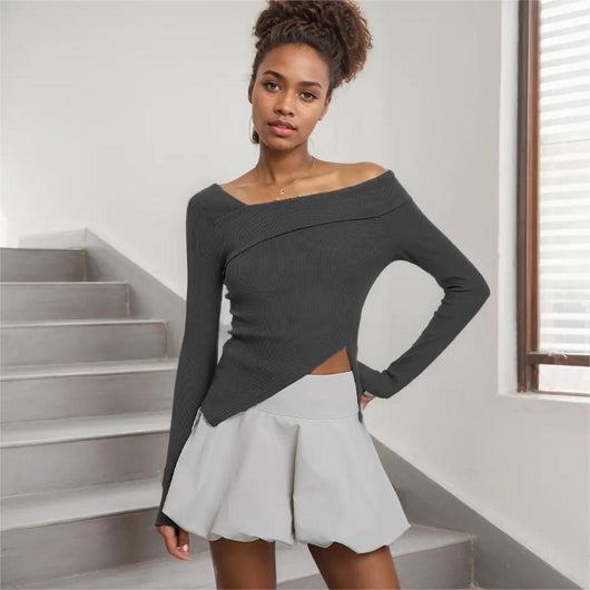 Blusa Manga Larga Mujer Otoño Invierno Ajustada Elegante Estilo Coreano