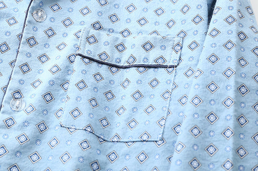Pijama de Algodón Cepillado con Solapa de Manga Larga - Image 3