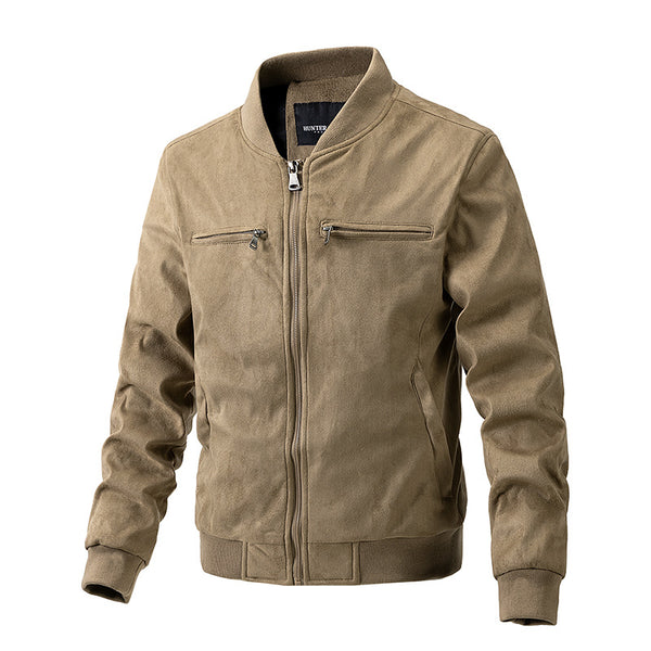 Chaqueta de Gamuza con Cuello Alto y Doble Cierre para Hombre - Image 1