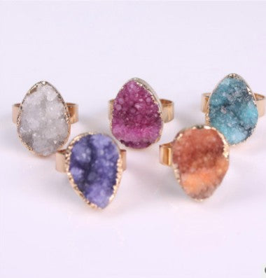 Anillo de Ágata Natural con Cristal Vintage para Mujer - Diseño Rosa