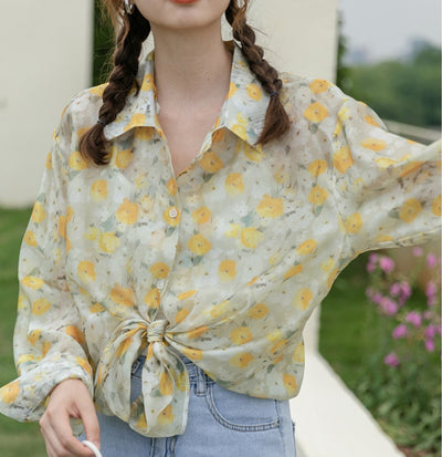 Blusa Francesa de Verano en Gasa Protectora con Filtro Solar