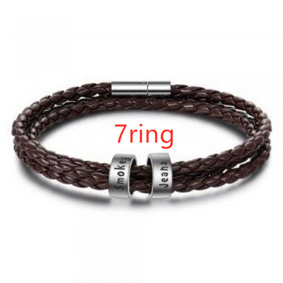 Pulsera de Cuero Trenzado Personalizada para Hombre con Nombre y Acero Inoxidable - Image 35