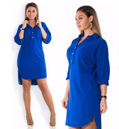 Vestido Camisero Talla Grande con Corte Irregular - Image 3