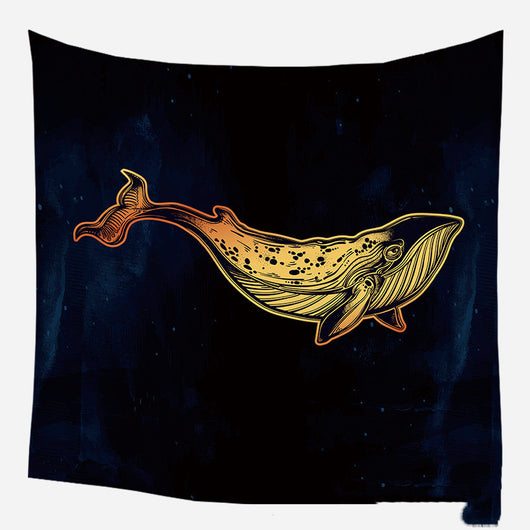 Golden crescent moon and woman silhouette tapestry with a floral crown against a dark blue starry background. - Image 19