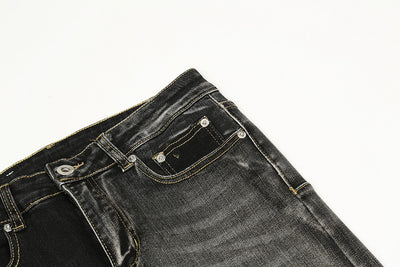 Jeans Rectos Holgados Vintage Desgastados con Contraste para Hombre - Image 5