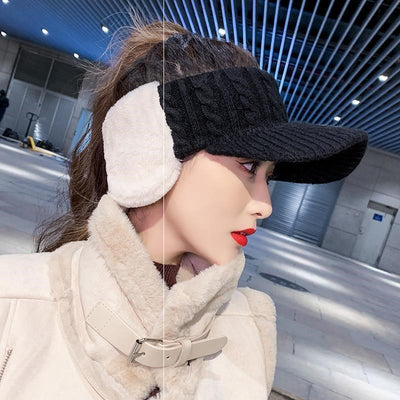 Gorro de Lana Tejido para Mujer con Protección de Terciopelo - Otoño e Invierno - Image 5
