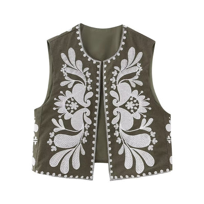 Chaleco Bordado sin Mangas para Mujer - Estilo Europeo y Americano - Image 4