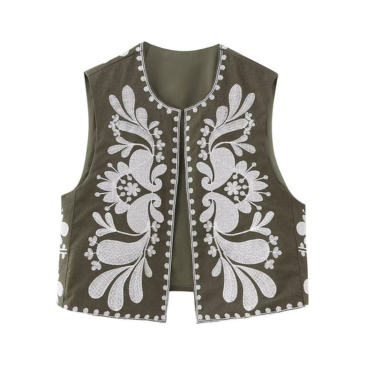 Chaleco Bordado sin Mangas para Mujer - Estilo Europeo y Americano - Image 4