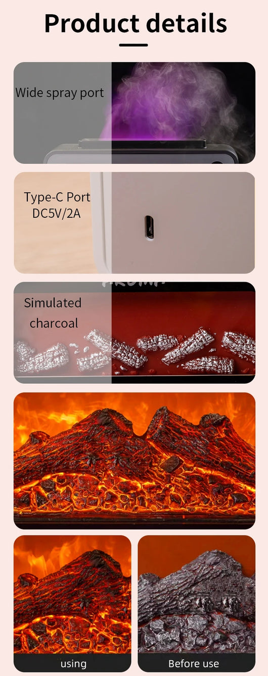 Difusor Ultrasónico 200ml con Chimenea 3D y Luz LED - Aromatizador de Aceites Esenciales - Image 13