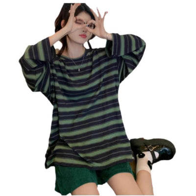 Blusa Base Holgada de Algodón Puro con Capas - Talla Grande - Image 5