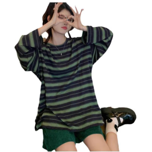 Blusa Base Holgada de Algodón Puro con Capas - Talla Grande - Image 5