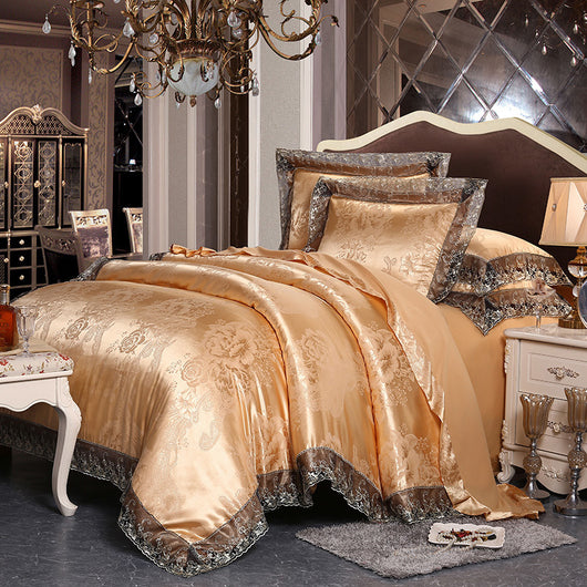 Juego de Cama 4 Piezas Algodón Puro con Diseño Jacquard Satinado Europeo - Image 3