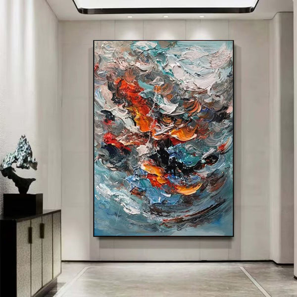 Cuadro Abstracto Moderno Texturizado 3D - Pintura al Óleo Original Hecha a Mano para Sala de Estar