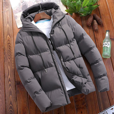 Abrigo Acolchado con Capucha para Hombre - Colores Sólidos