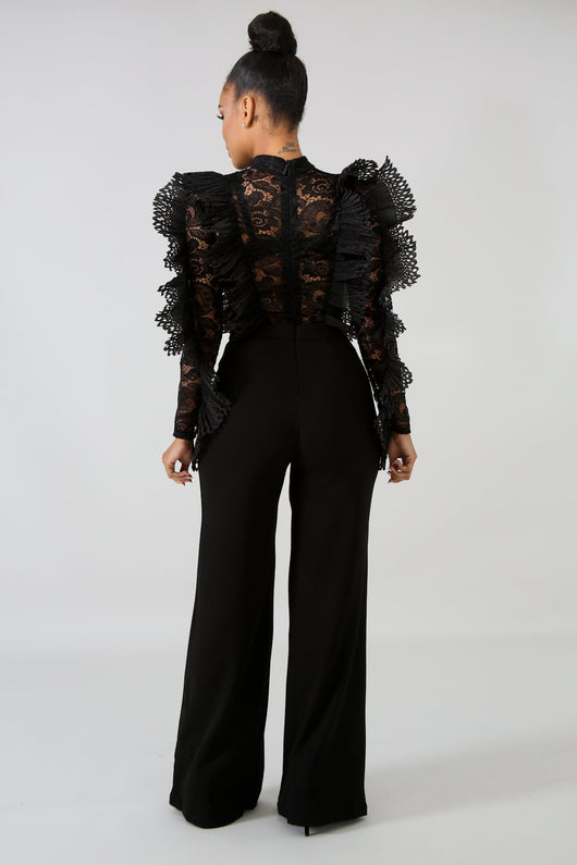 Jumpsuit de Encaje Fruncido con Efecto Transparencia - Image 3