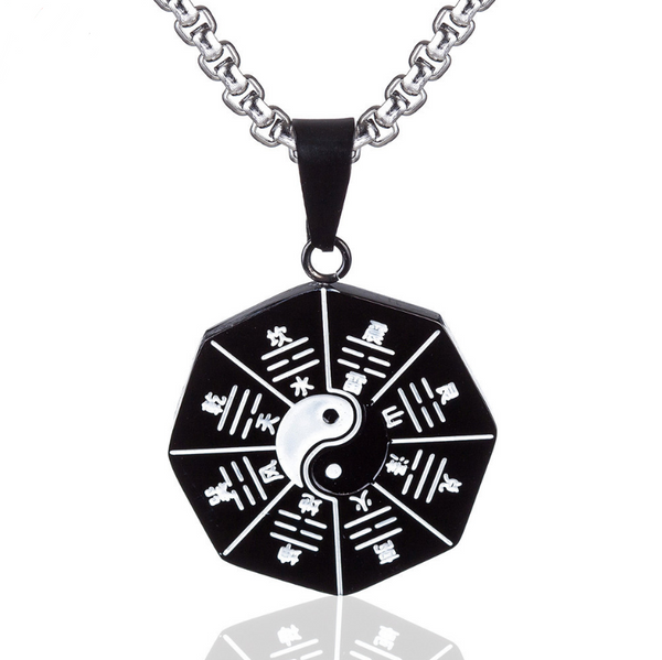 Collar Colgante Yin Yang Taiji en Acero Titanio - Estilo Punk Goth para Hombre - Image 4