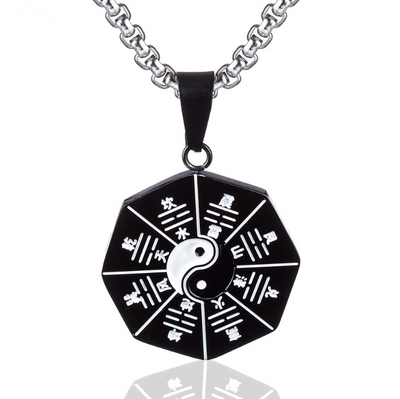Collar Colgante Yin Yang Taiji en Acero Titanio - Estilo Punk Goth para Hombre - Image 4