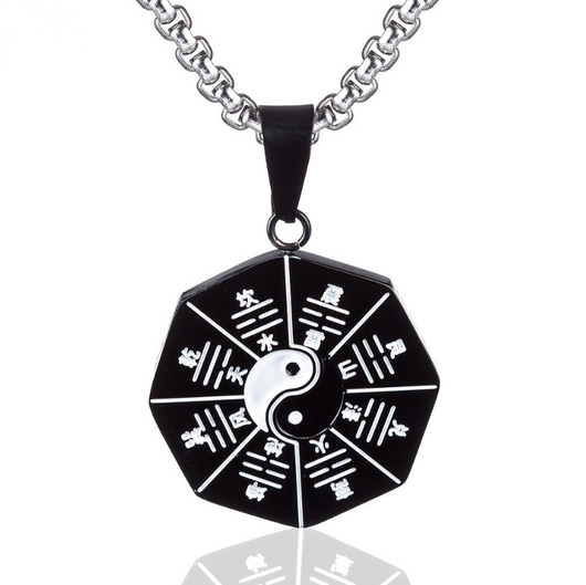 Collar Colgante Yin Yang Taiji en Acero Titanio - Estilo Punk Goth para Hombre - Image 4