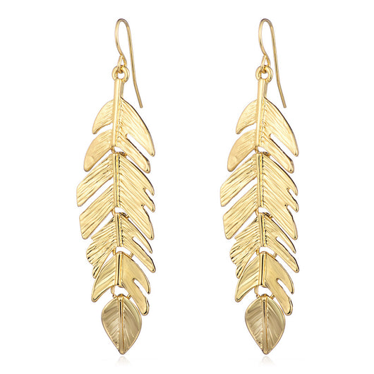 Aretes Largos de Borla y Hoja - Diseño Europeo Minimalista - Image 11