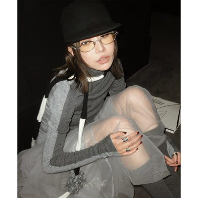 Suéter de Lana Slim Fit Bicolor con Contraste para Mujer - Image 3