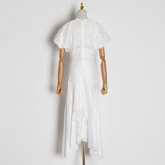 Vestido Elegante con Mangas Farol - Corto Adelante, Largo Atrás - Image 5