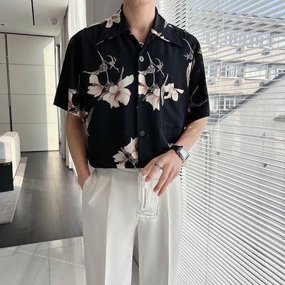 Camisa Floral Ligera con Drapeado para Hombre - Verano - Image 5