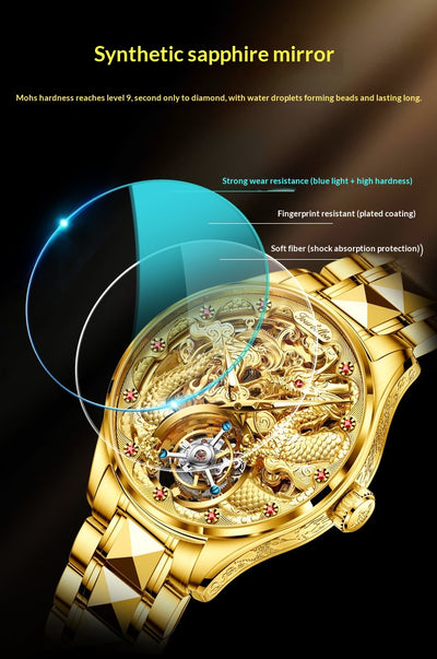 Reloj de Lujo Dorado para Hombre con Tourbillón Resistente al Agua - Image 9