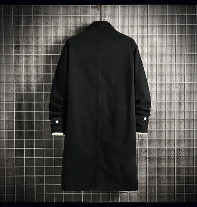 Abrigo Tipo Trench Denim Hombre Largo Casual Suelto - Image 12